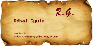 Rábai Gyula névjegykártya